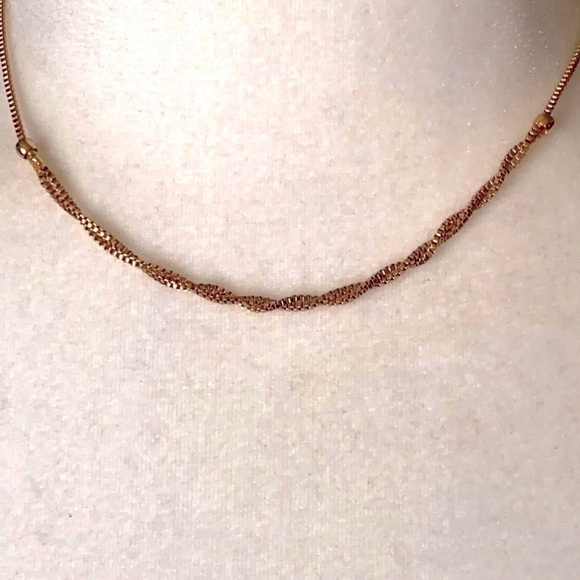 18K Gold Plated Box Chain Twisted Classic Necklace Vintage Feminine Bohemian - Picture 6 of 17